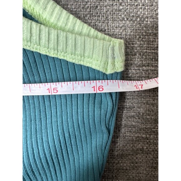 Wild Fable Womens Size Large Ribbed Tank Tops Set of 2 Green & Multicolor Trim - Picture 10 of 13